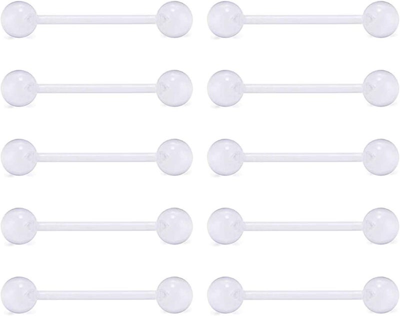 FECTAS 14G Plastic Nipple Rings for Surgery Plastic Tongue Rings Bioflex Flexible Acrylic Piercing Retainer 5 Pairs 14/16/18mm - Image 1